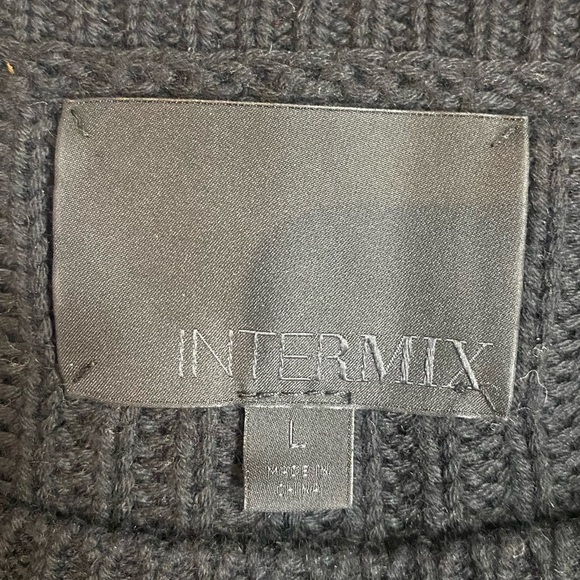 Intermix Side Tie Striped Black and White Cotton Cashmere Sweater Size L - Picture 4 of 4